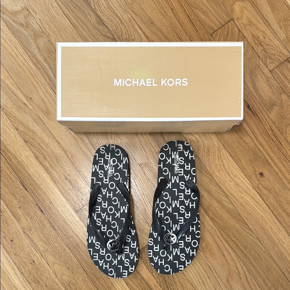 Michael Kors Black Flip Flops
